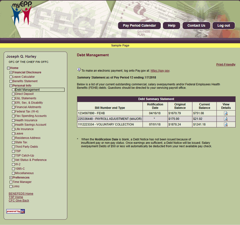 Debt Management Page